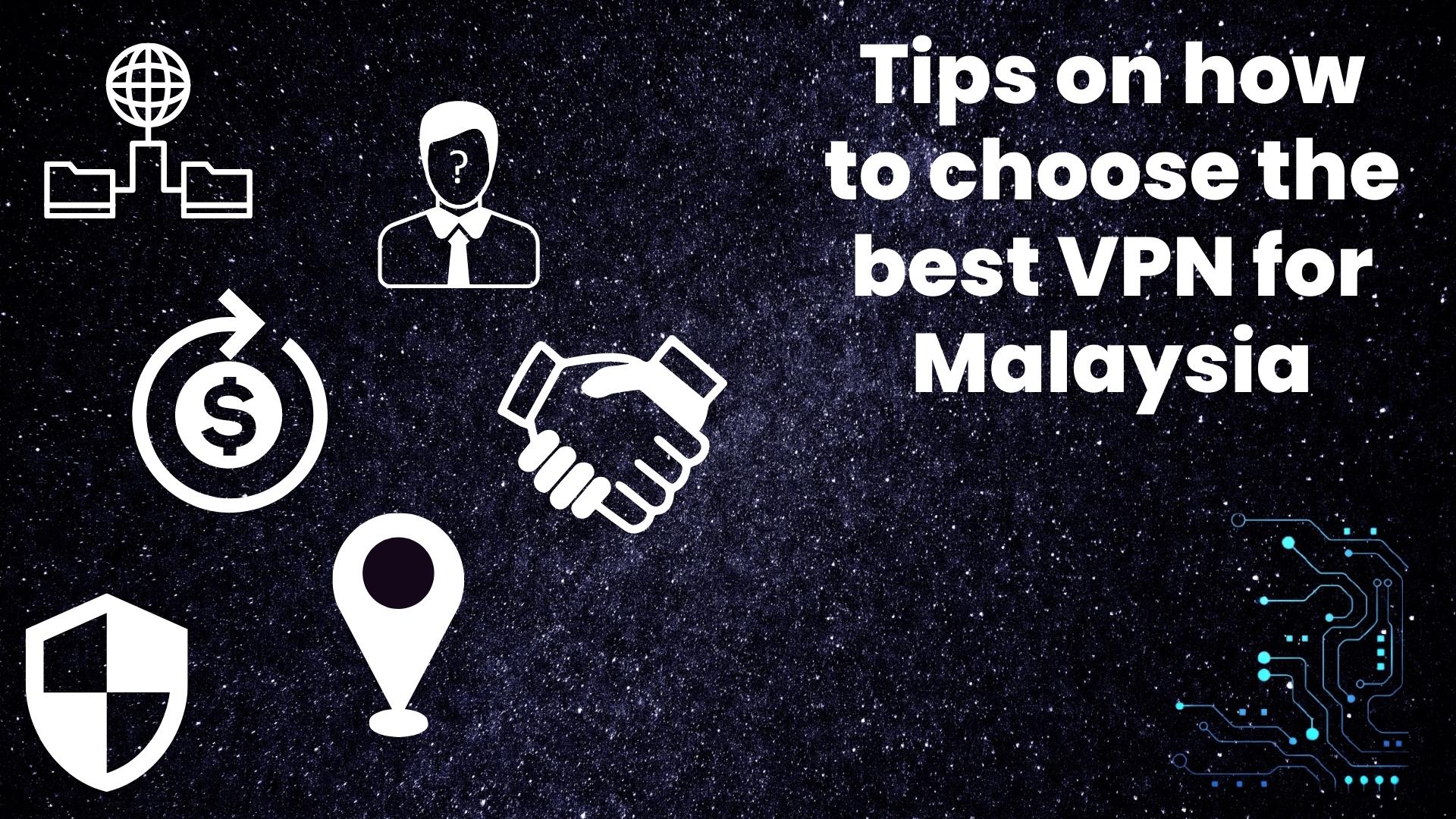 how to choose top vpn malaysia - anonimity, handshake, location, refund, shield, transfer logos
